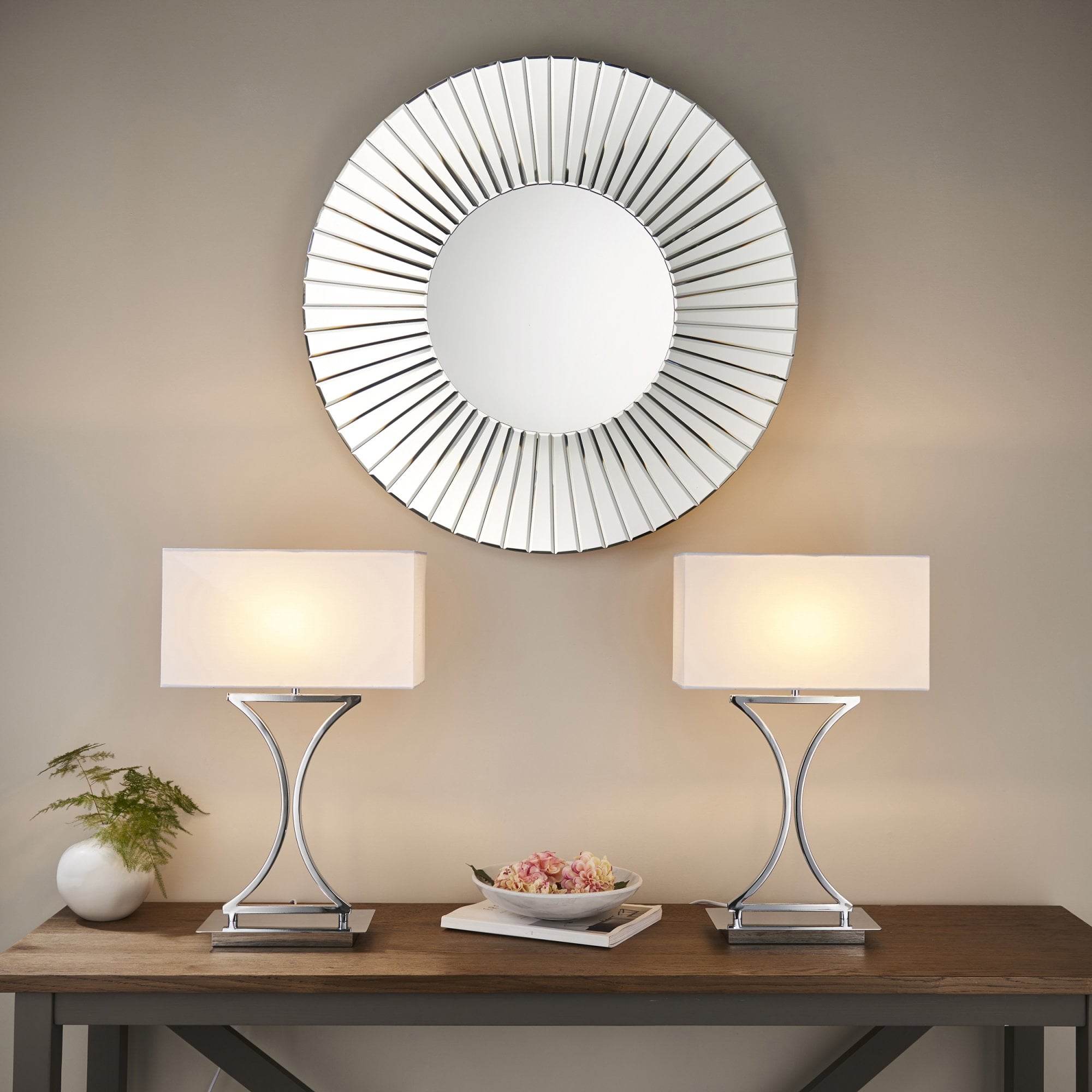 96930-TLCH Epalle 1 Light Table Lamp Chrome Plate & White Fabric