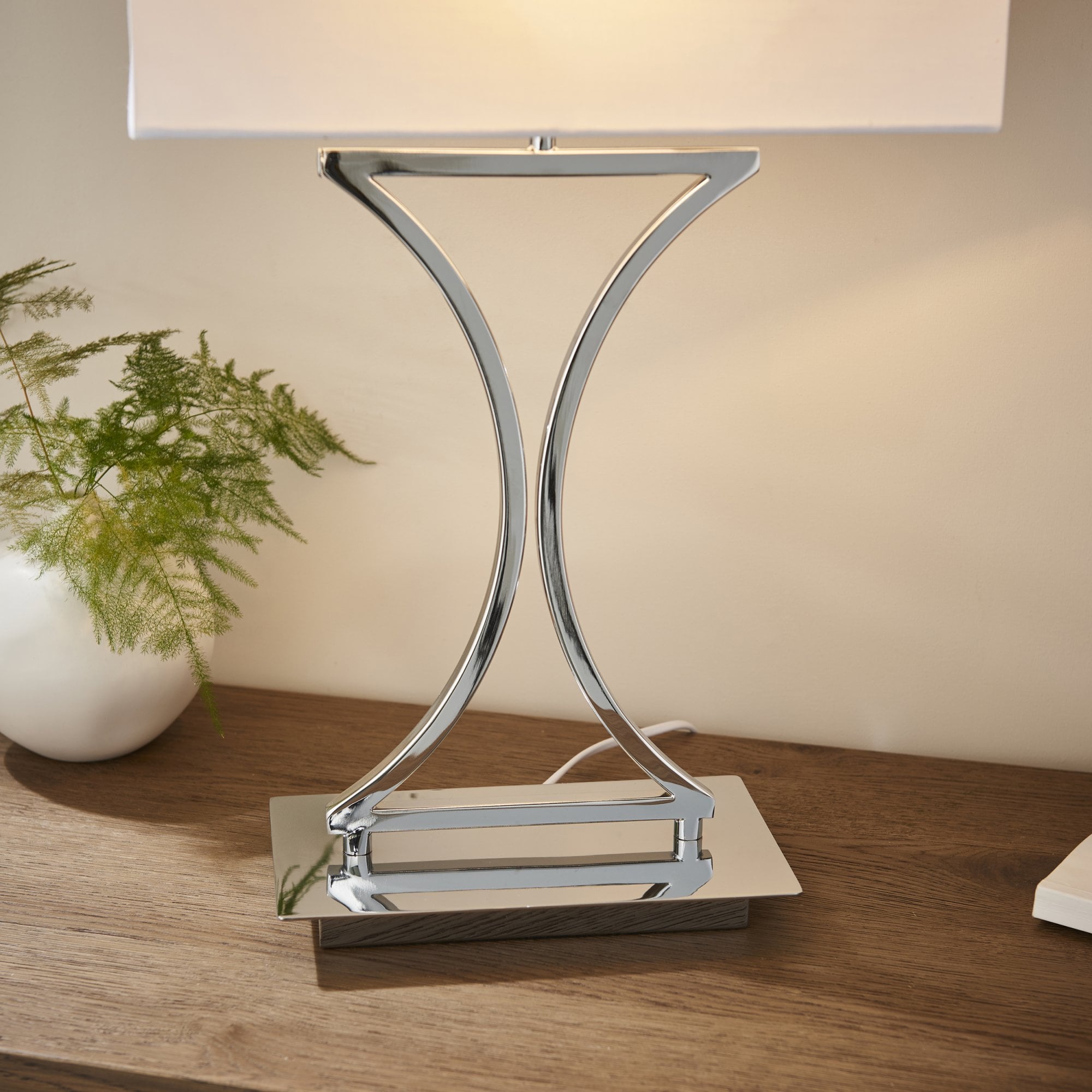 96930-TLCH Epalle 1 Light Table Lamp Chrome Plate & White Fabric