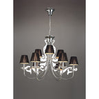 M0376 Acanto Pendant Round 9 Light E14 Polished Chrome Black Shades