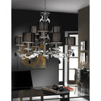 M0376 Acanto Pendant Round 9 Light E14 Polished Chrome Black Shades