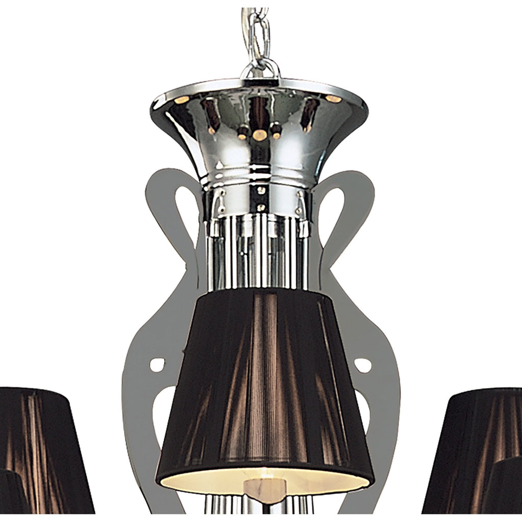 M0376 Acanto Pendant Round 9 Light E14 Polished Chrome Black Shades