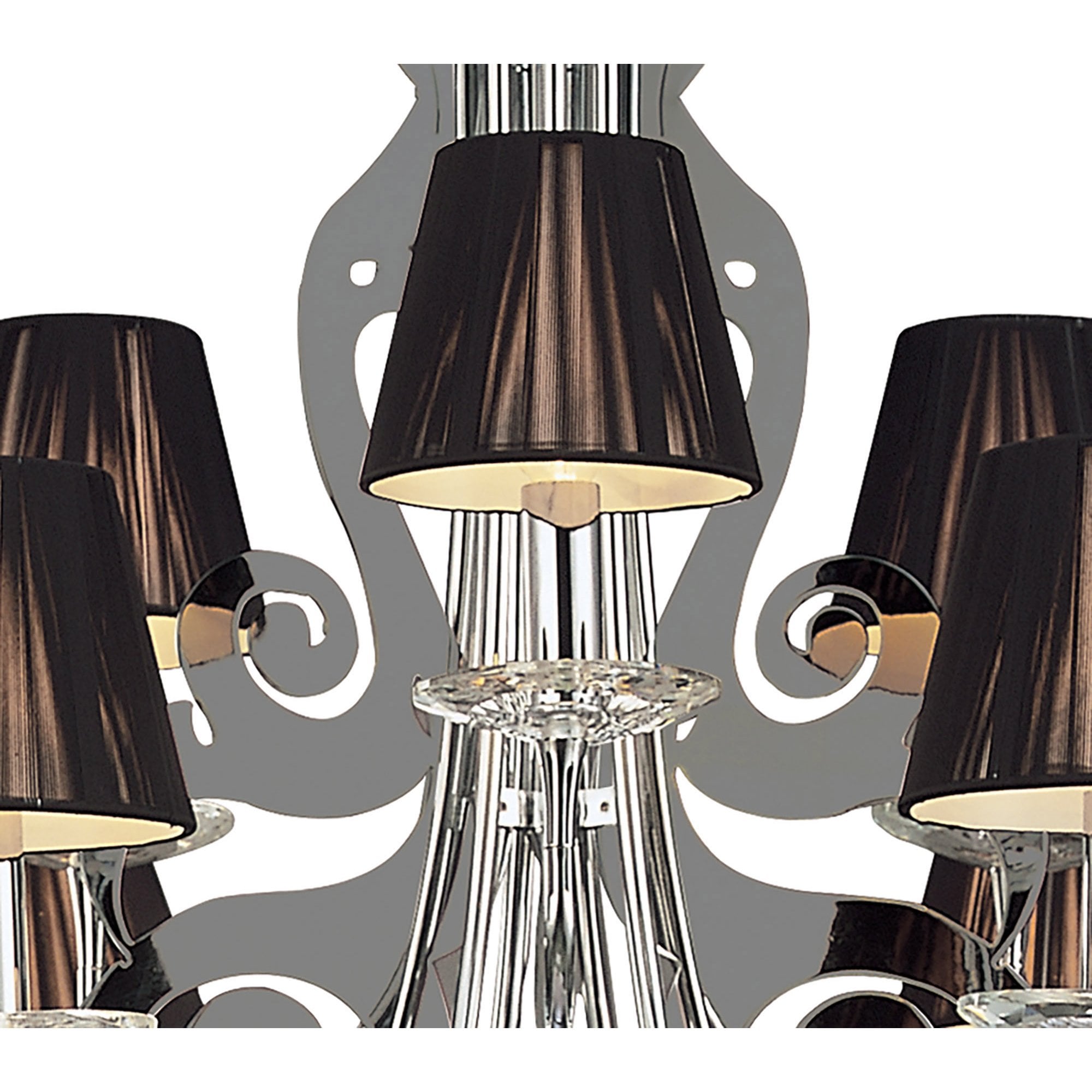 M0376 Acanto Pendant Round 9 Light E14 Polished Chrome Black Shades