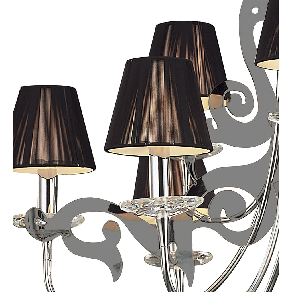 M0376 Acanto Pendant Round 9 Light E14 Polished Chrome Black Shades
