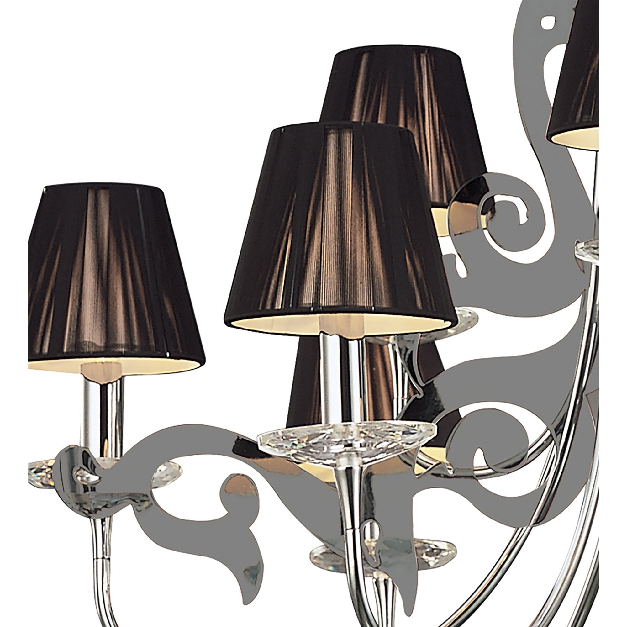 M0376 Acanto Pendant Round 9 Light E14 Polished Chrome Black Shades
