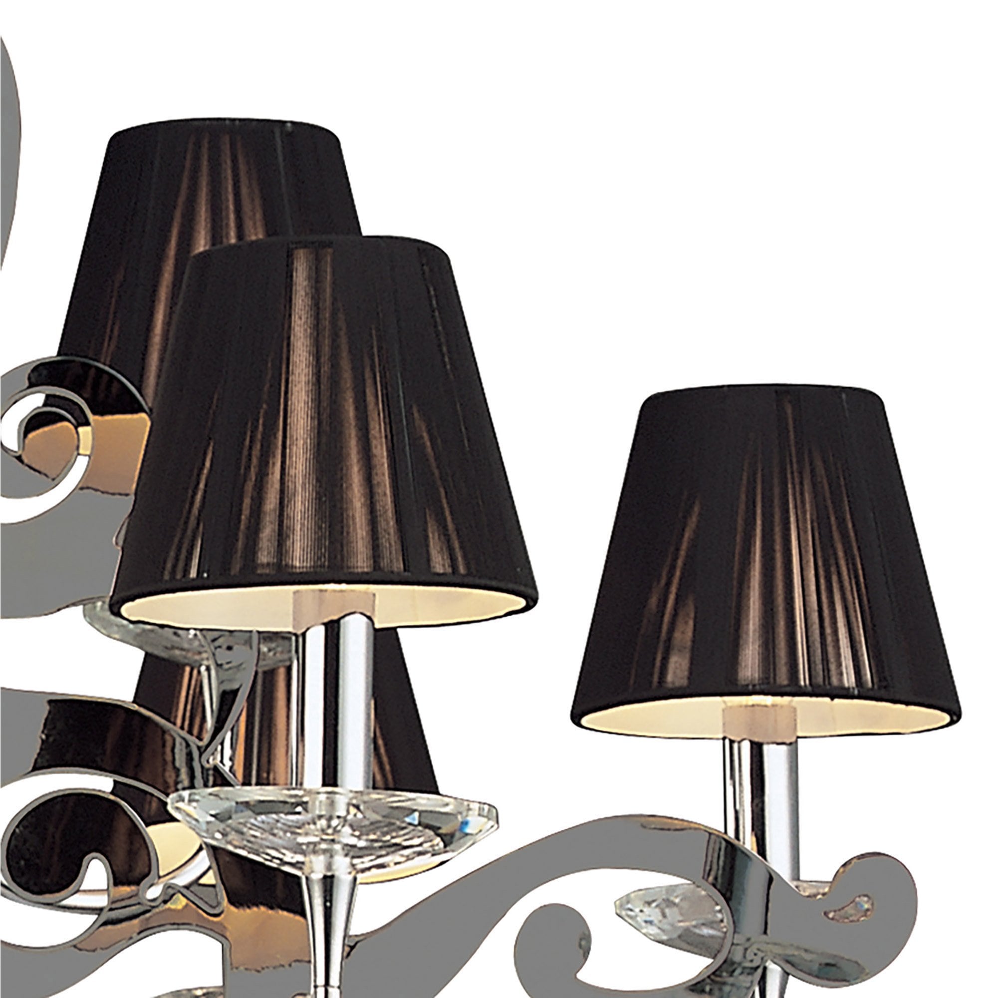 M0376 Acanto Pendant Round 9 Light E14 Polished Chrome Black Shades