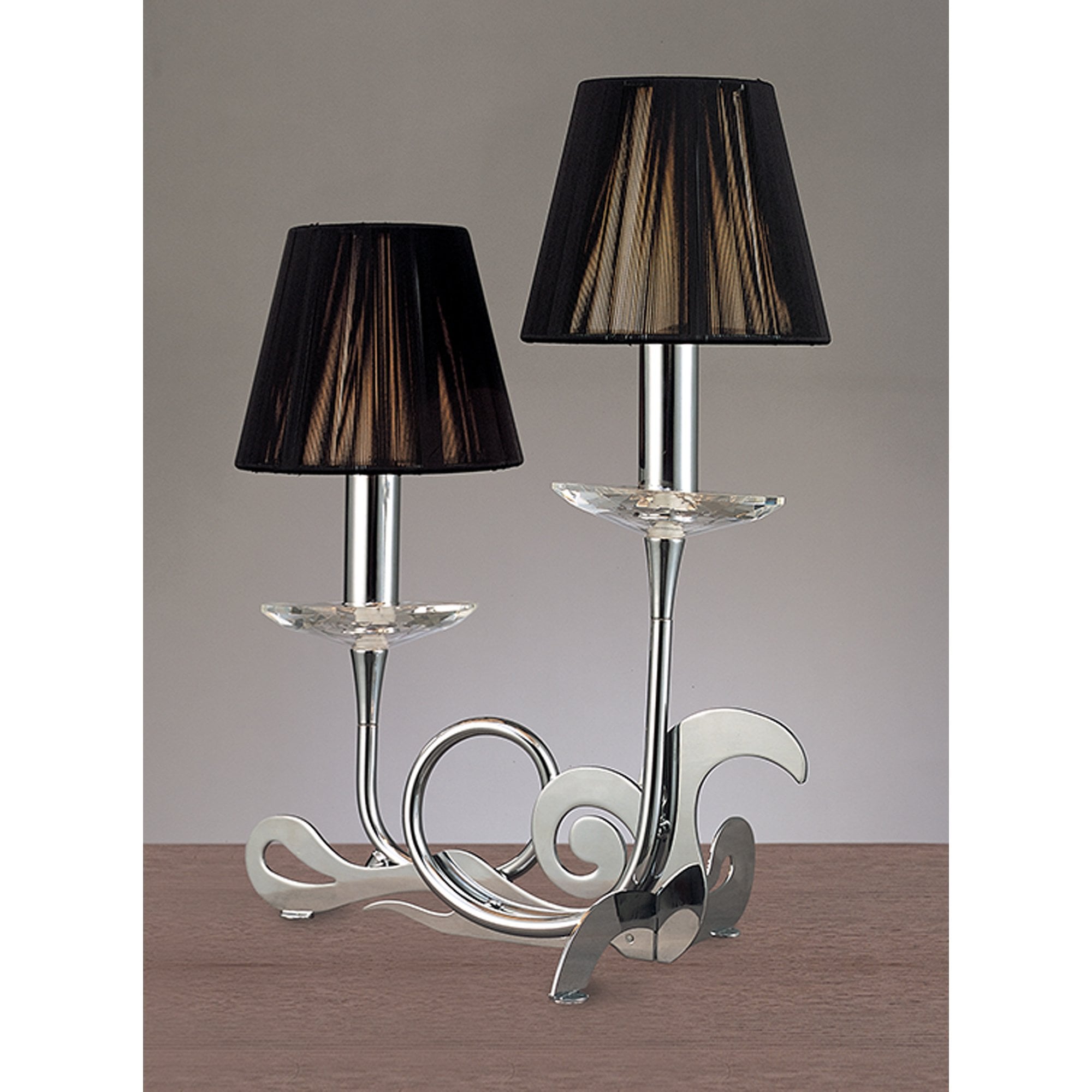 M0382 Acanto Table Lamp 2 Light E14 Polished Chrome Black Shades