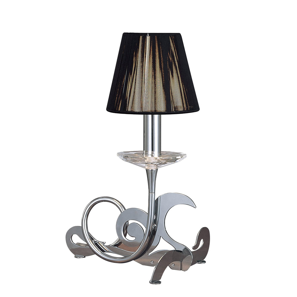 M0381 Acanto Table Lamp 1 Light E14 Polished Chrome Black Shade