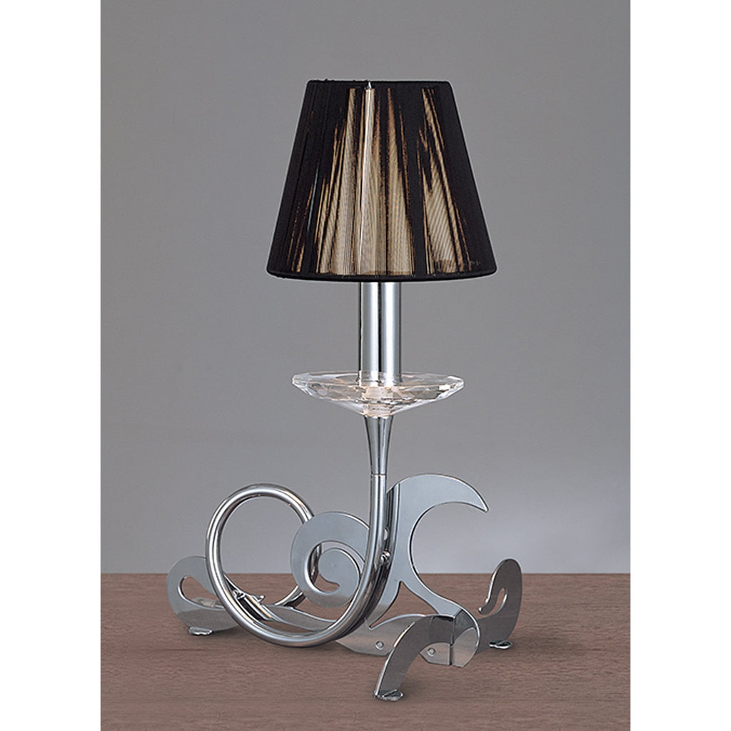 M0381 Acanto Table Lamp 1 Light E14 Polished Chrome Black Shade