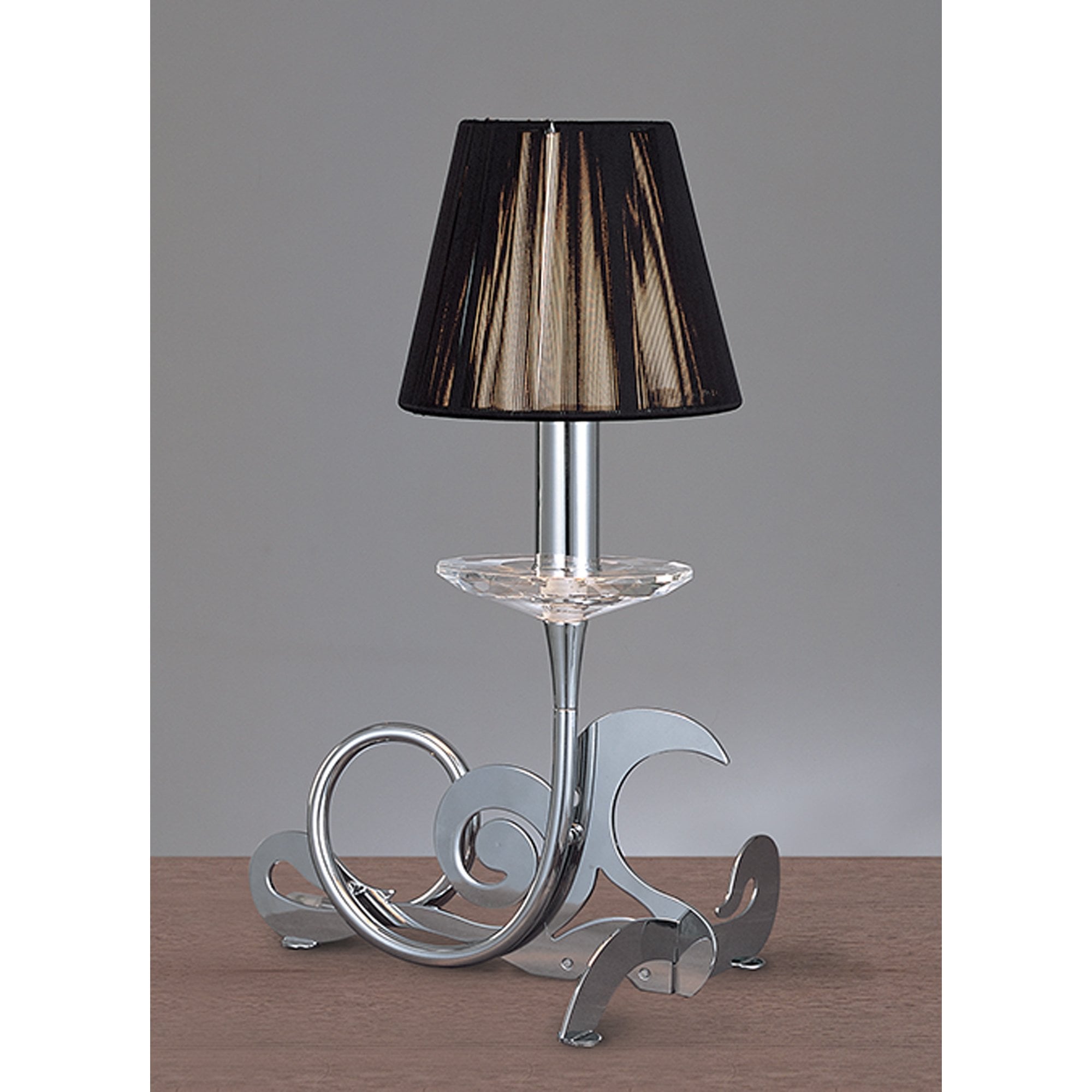 M0381 Acanto Table Lamp 1 Light E14 Polished Chrome Black Shade