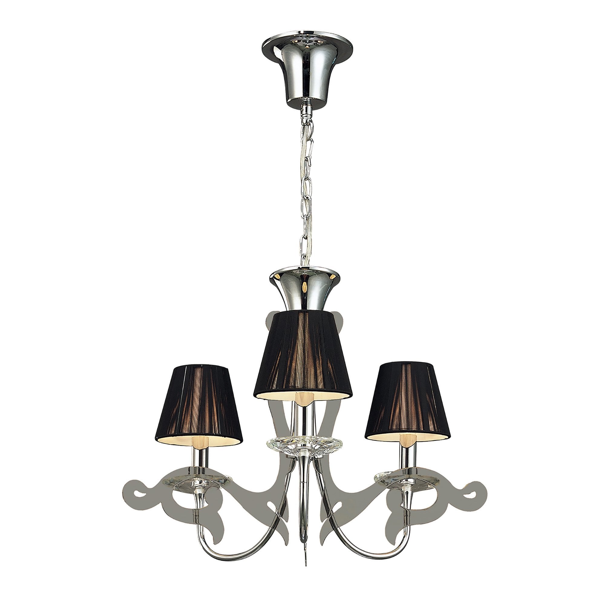 M0378 Acanto Pendant Round 3 Light E14 Polished Chrome Black Shades