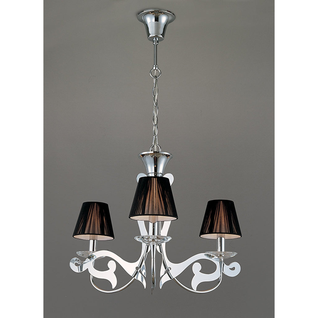 M0378 Acanto Pendant Round 3 Light E14 Polished Chrome Black Shades
