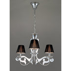 M0378 Acanto Pendant Round 3 Light E14 Polished Chrome Black Shades