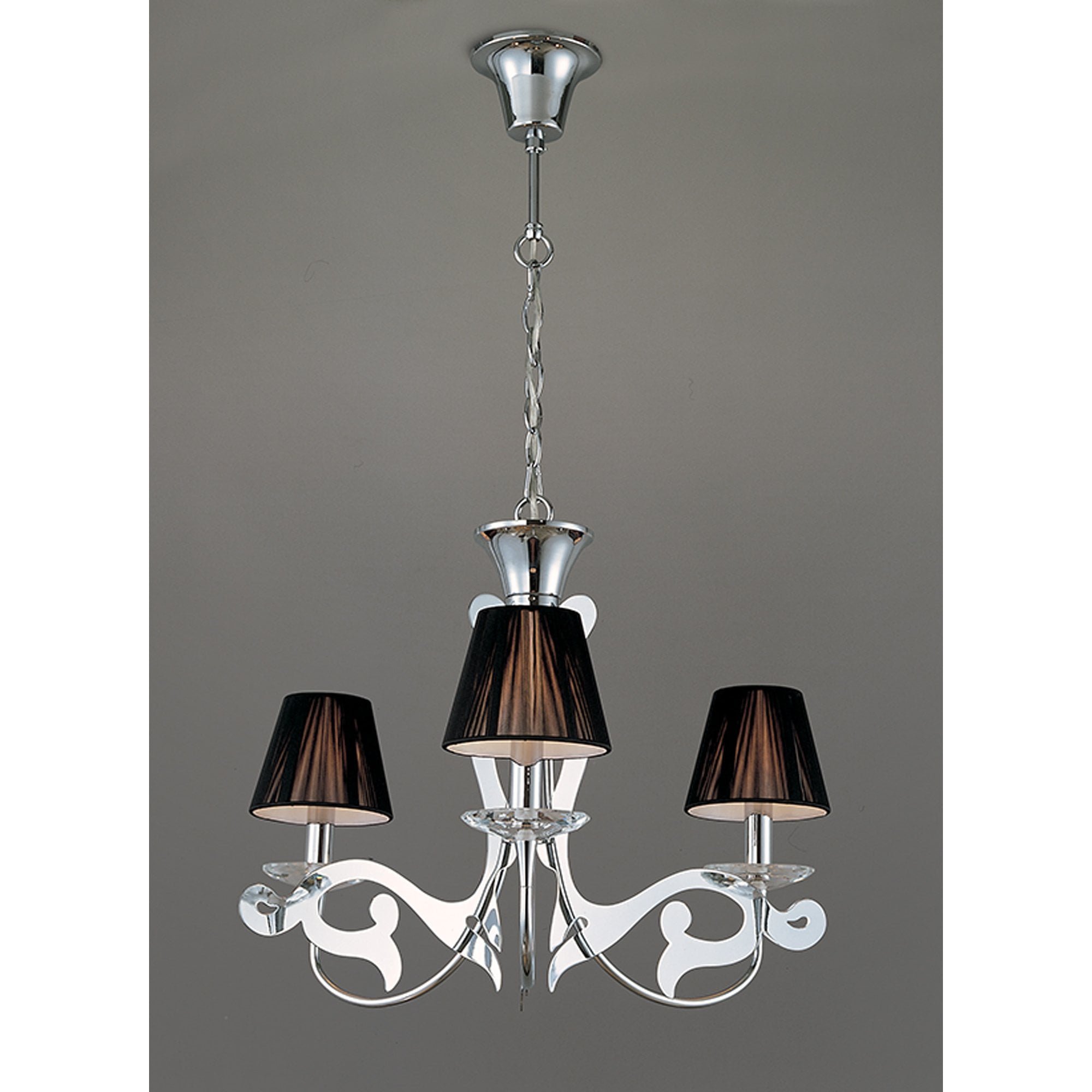 M0378 Acanto Pendant Round 3 Light E14 Polished Chrome Black Shades