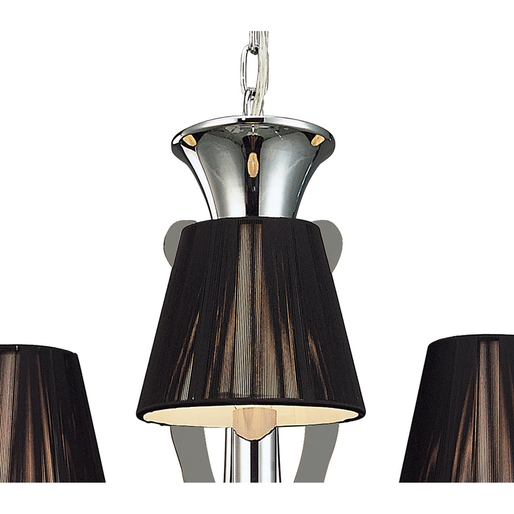 M0378 Acanto Pendant Round 3 Light E14 Polished Chrome Black Shades