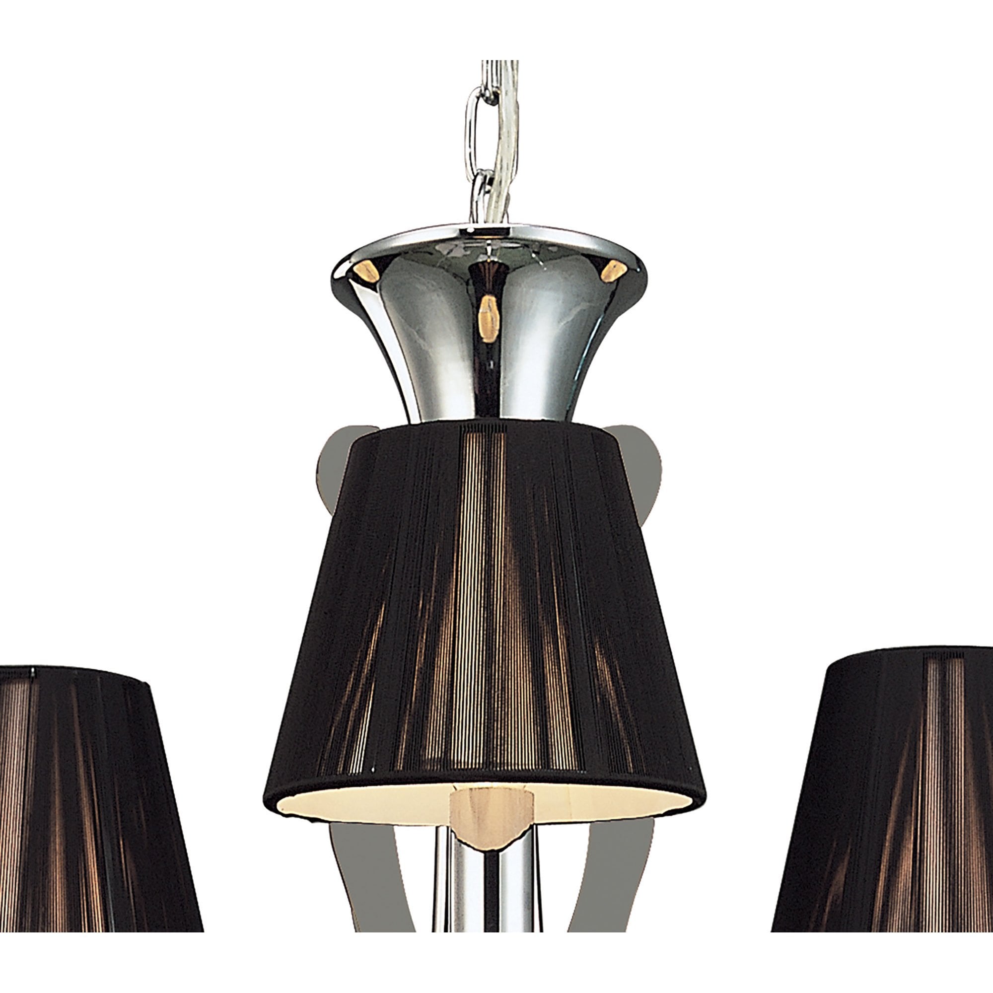 M0378 Acanto Pendant Round 3 Light E14 Polished Chrome Black Shades