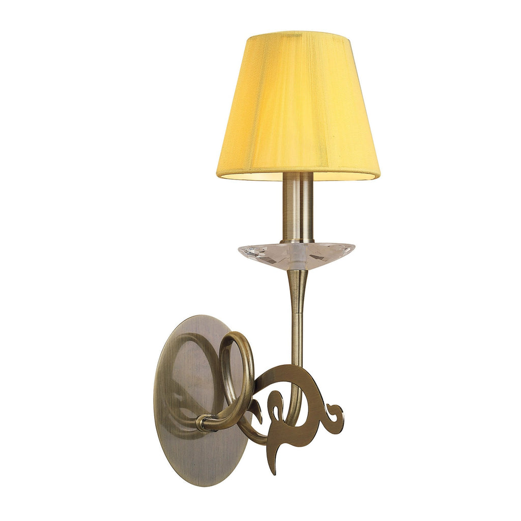 M0379AB/S Acanto Wall Lamp Switched 1 Light E14 Antique Brass Amber Cream Shade