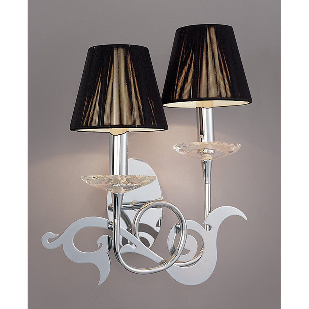 M0380/S Acanto Wall Lamp Switched 2 Light E14 Polished Chrome Black Shades