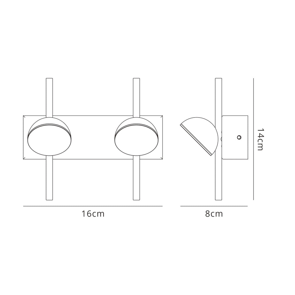 M6420 Adn 2 Light Wall Lamp 6W LED Black