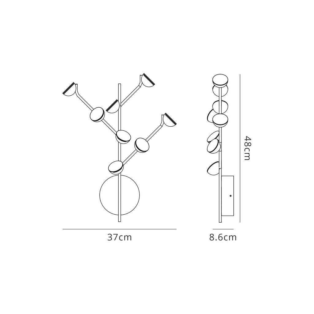 M6419 Adn 8 Light Wall Lamp 24W LED Black
