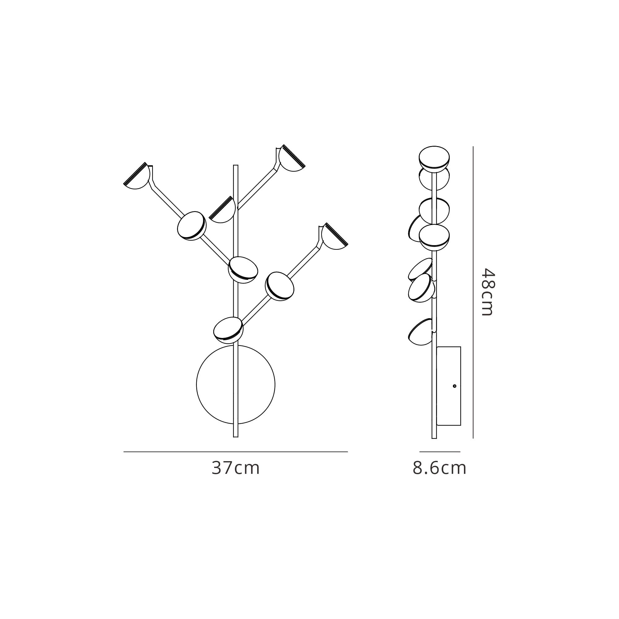 M6419 Adn 8 Light Wall Lamp 24W LED Black