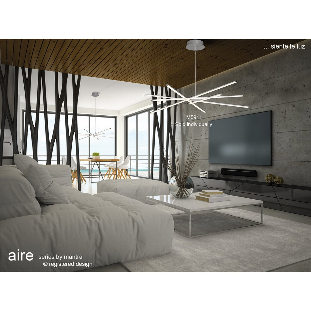 M0003 Aire Ceiling Round 6 Light G4 Vertical Arms Polished Chrome