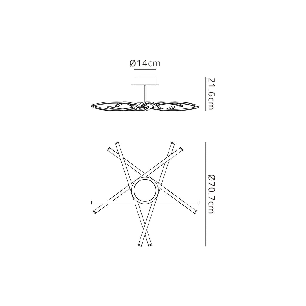 M6030 Aire Semi Flush 42W LED Silver/Frosted Acrylic/Polished Chrome