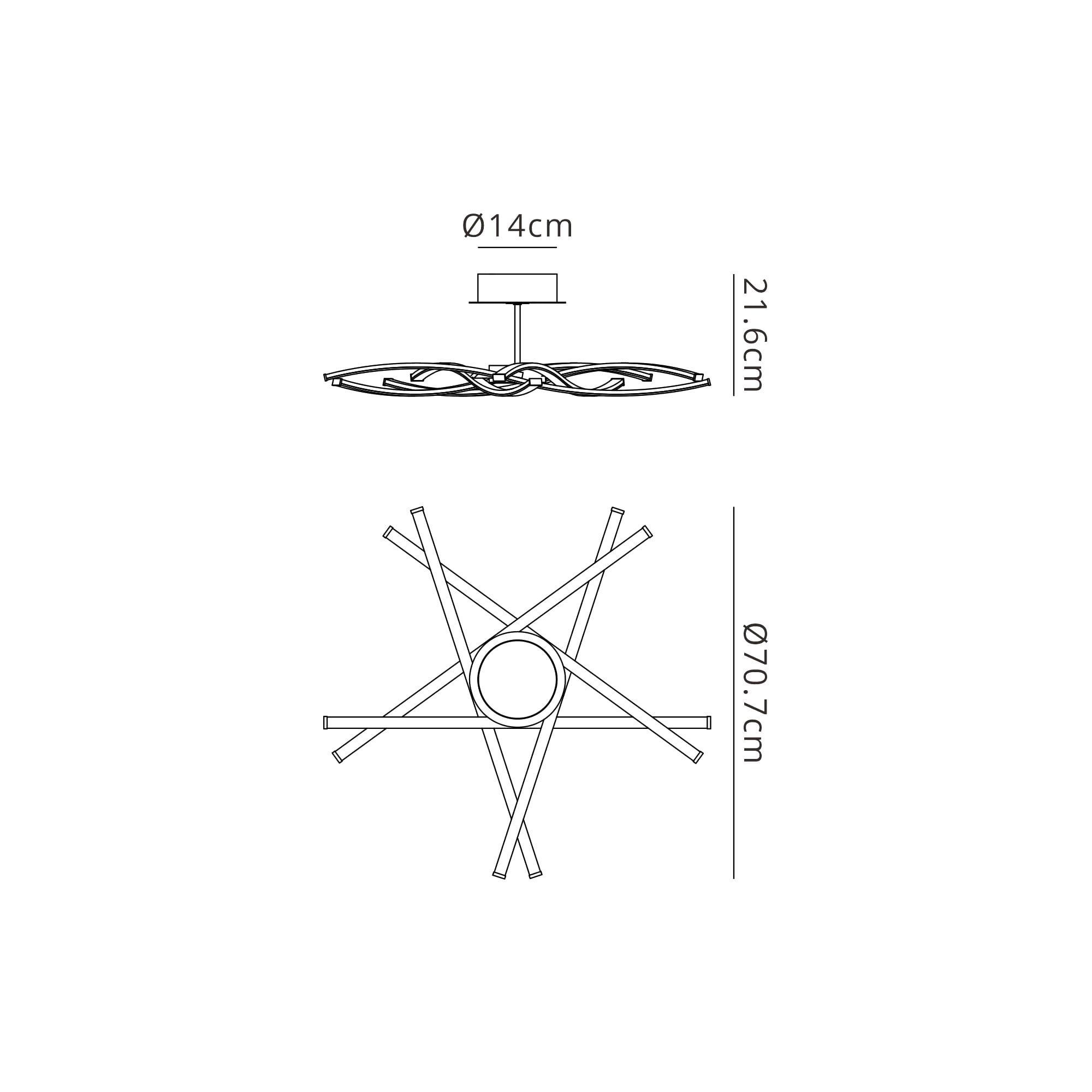 M6030 Aire Semi Flush 42W LED Silver/Frosted Acrylic/Polished Chrome