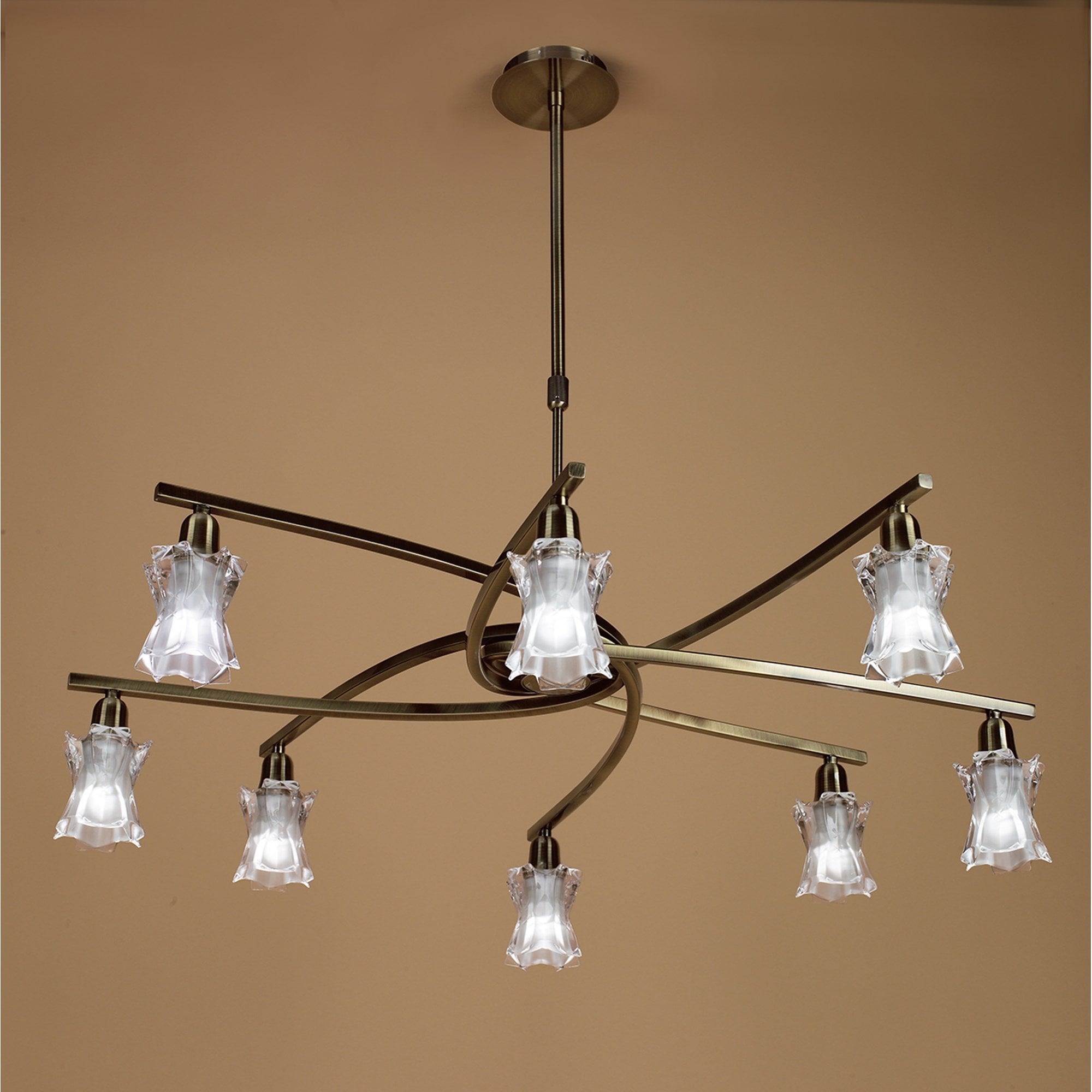 M8605AB/1 Alaska Pendant Convertible To Semi Flush 8 Light Antique Brass