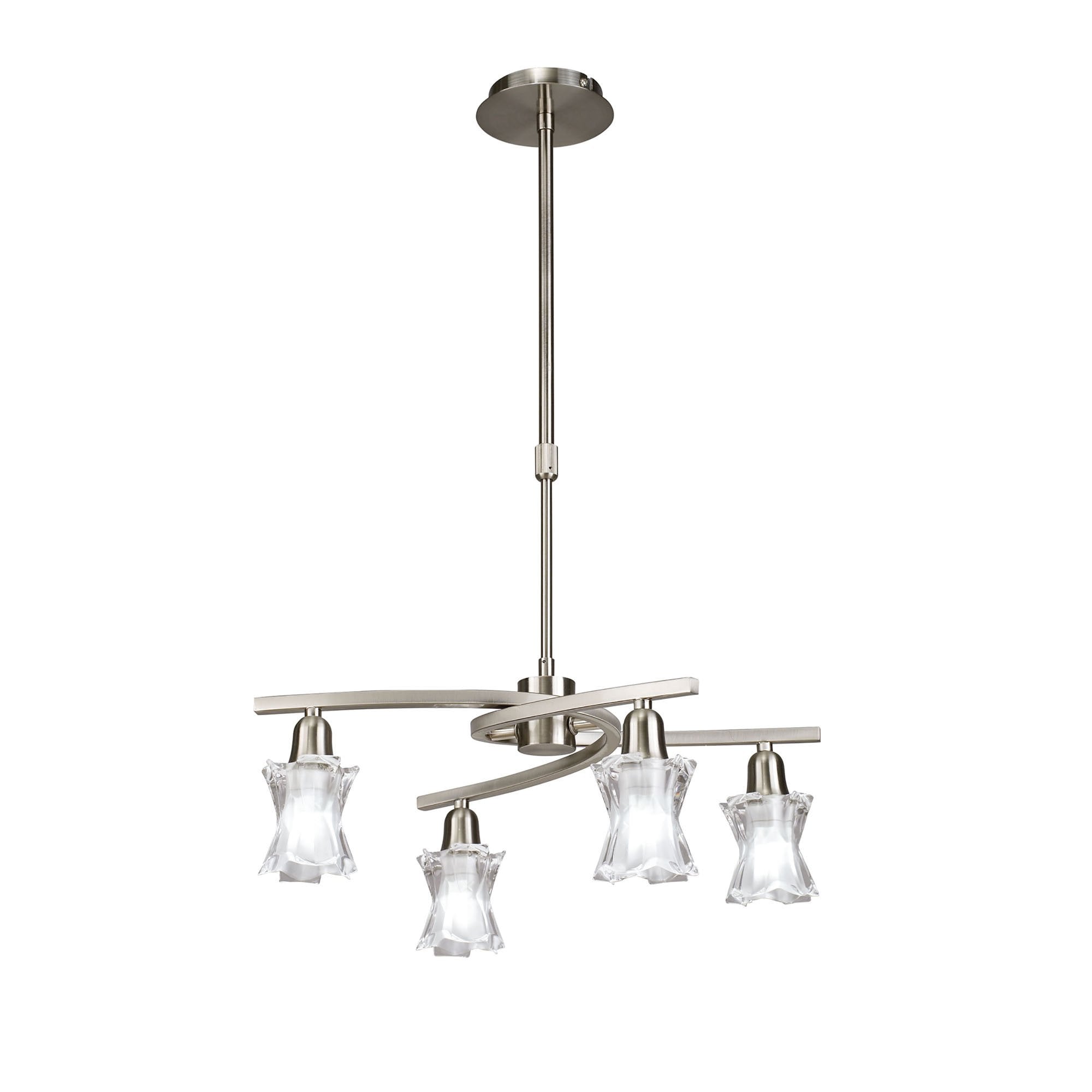 M8607/1 Alaska Pendant Convertible To Semi Flush 4 Light Satin Nickel