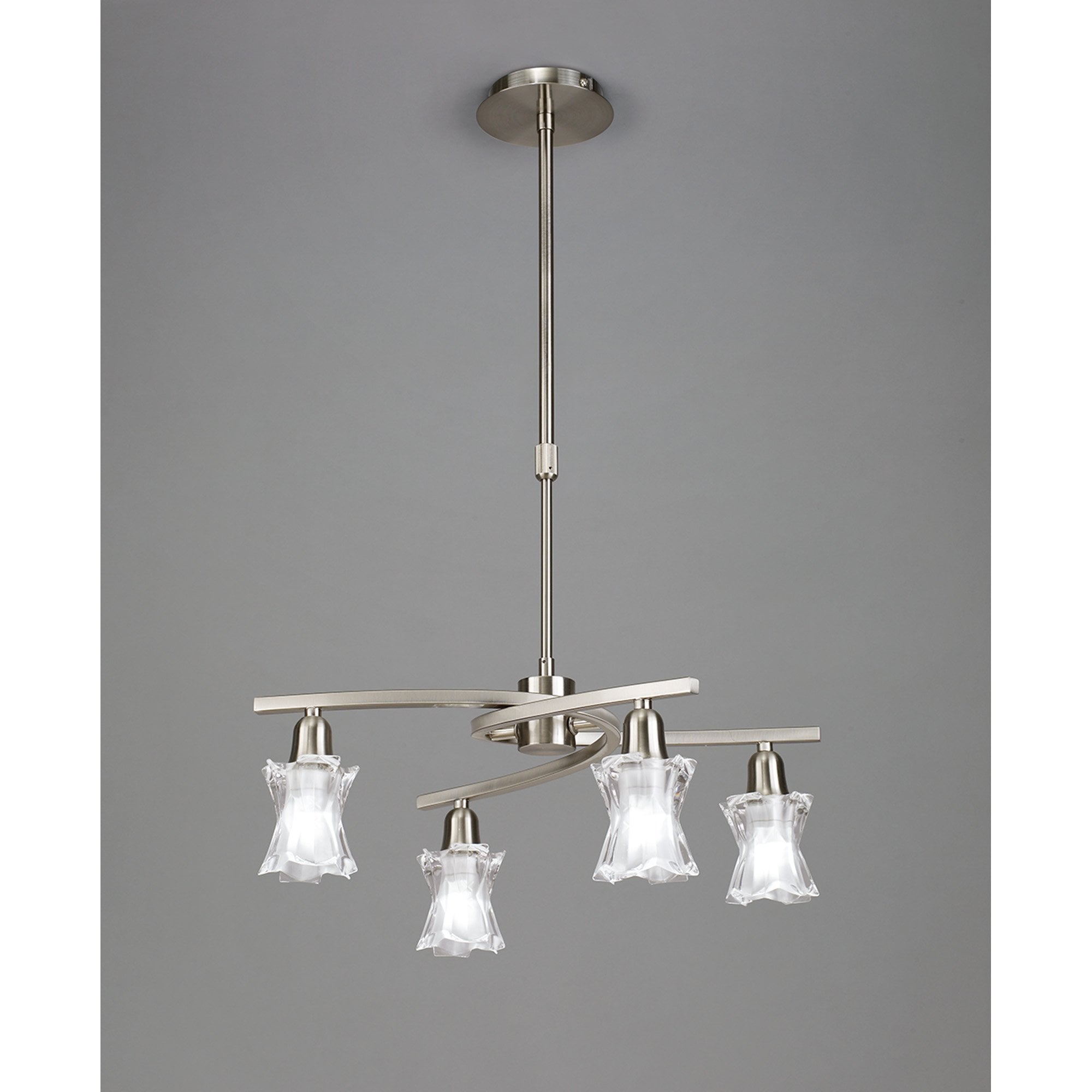 M8607/1 Alaska Pendant Convertible To Semi Flush 4 Light Satin Nickel