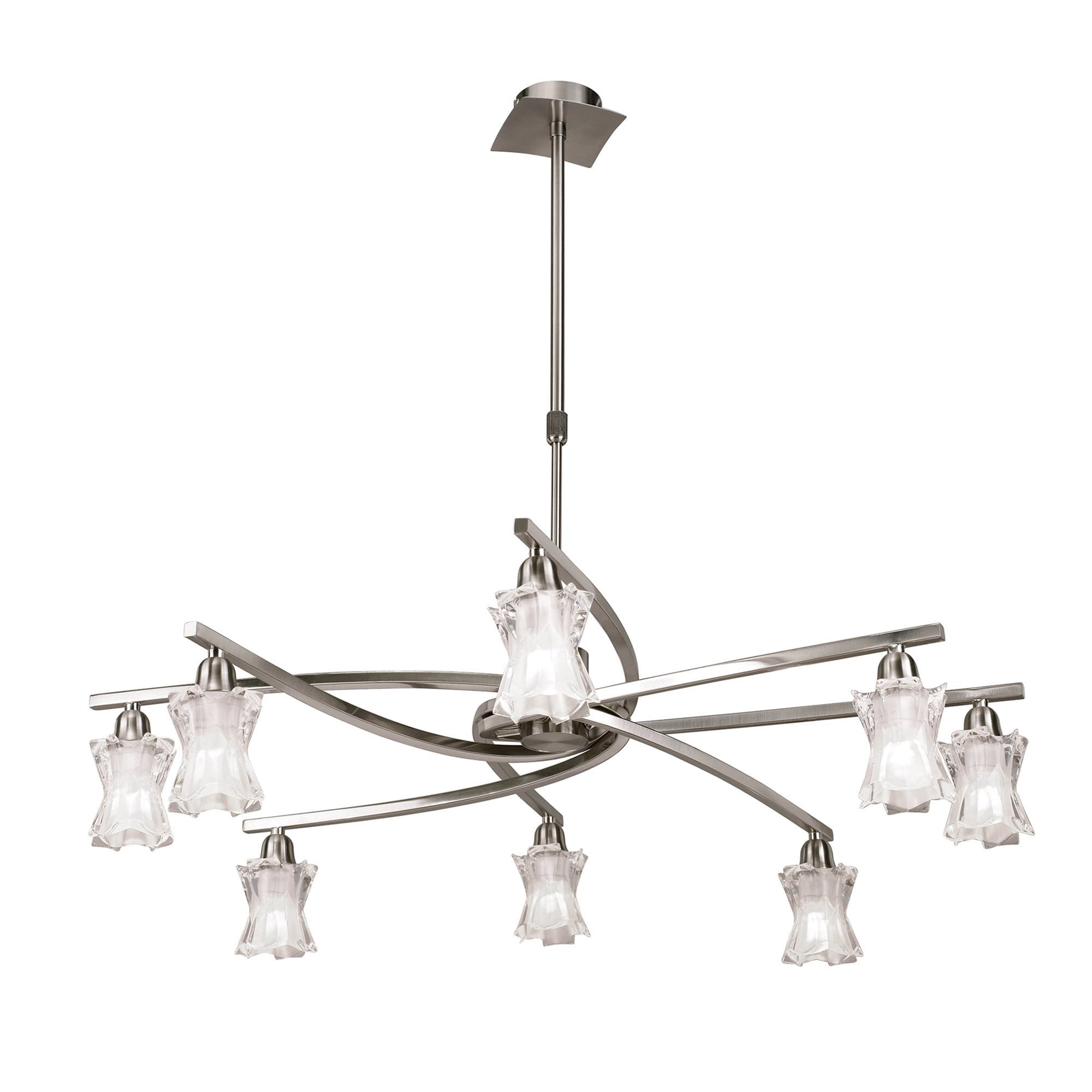 M8605/1 Alaska Pendant Convertible To Semi Flush 8 Light Satin Nickel