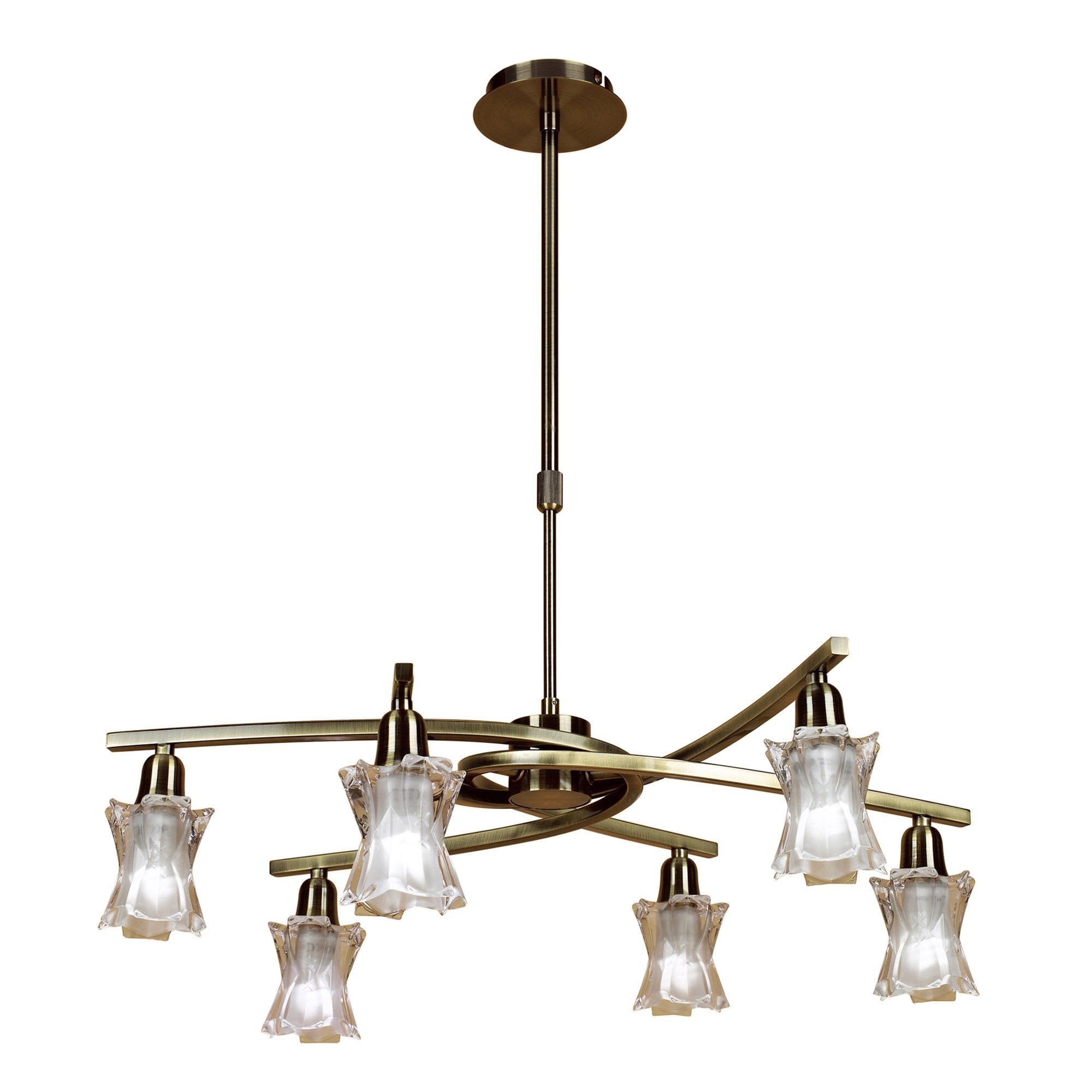 M8606AB/1 Alaska Pendant Convertible To Semi Flush 6 Light Antique Brass