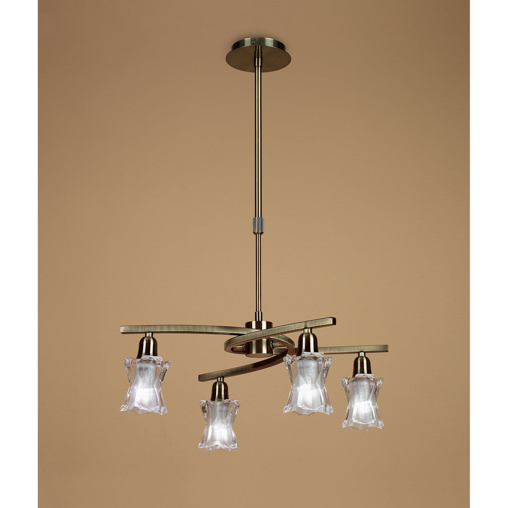 M8607AB/1 Alaska Pendant Convertible To Semi Flush 4 Light Antique Brass