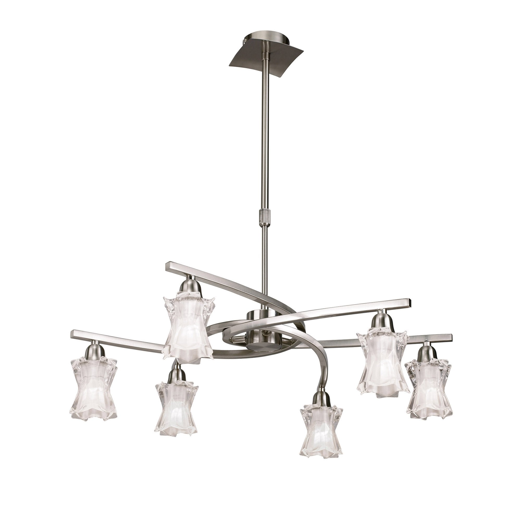 M8606/1 Alaska Pendant Convertible To Semi Flush 6 Light Satin Nickel