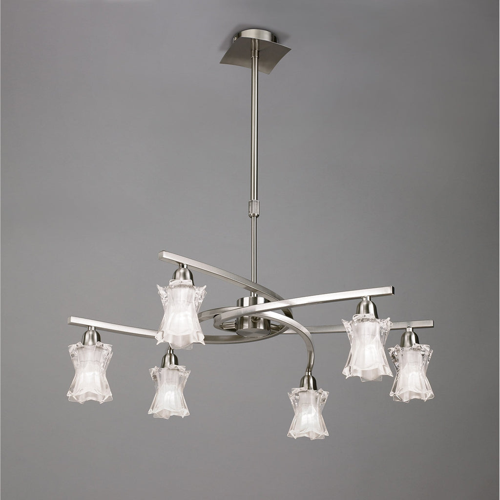 M8606/1 Alaska Pendant Convertible To Semi Flush 6 Light Satin Nickel