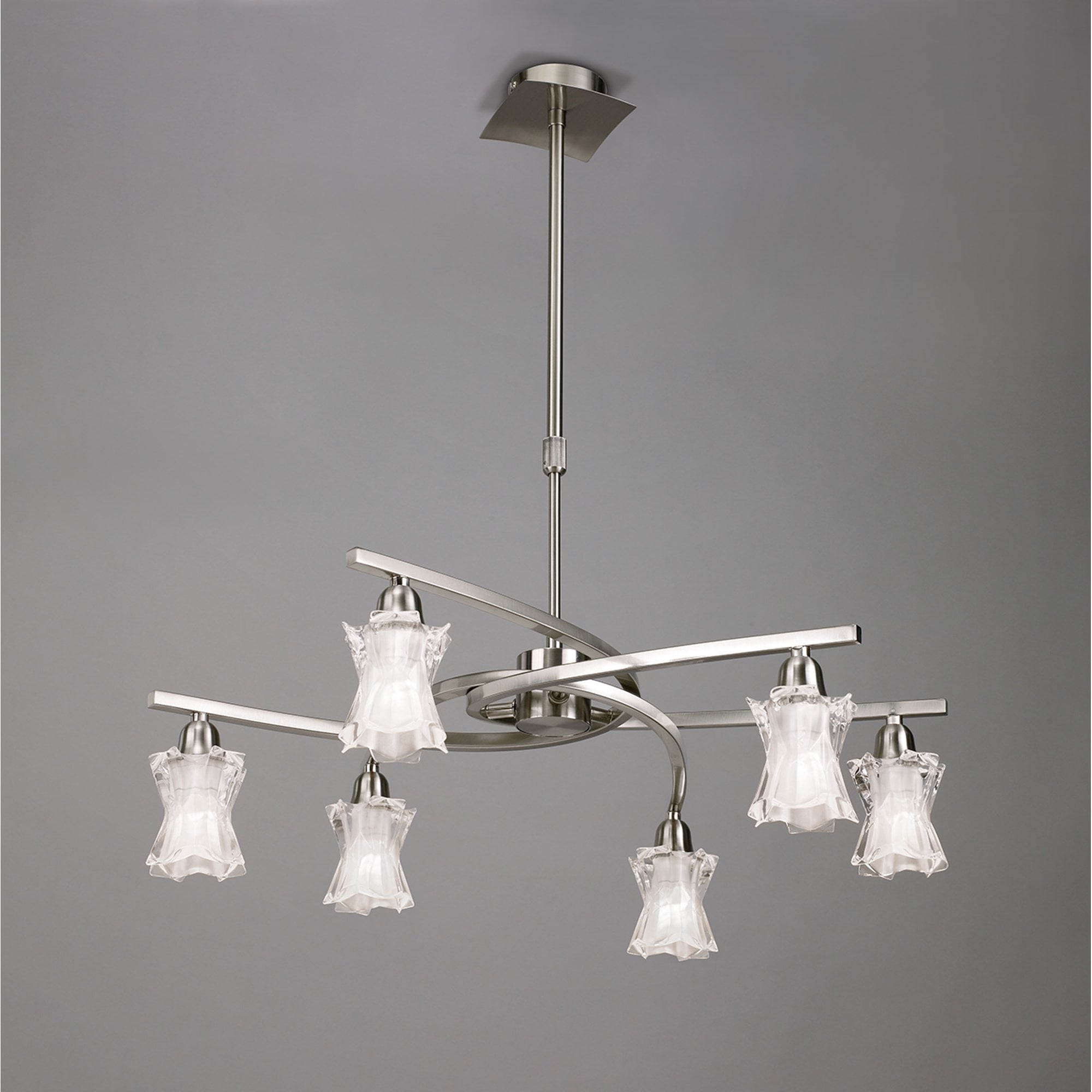 M8606/1 Alaska Pendant Convertible To Semi Flush 6 Light Satin Nickel