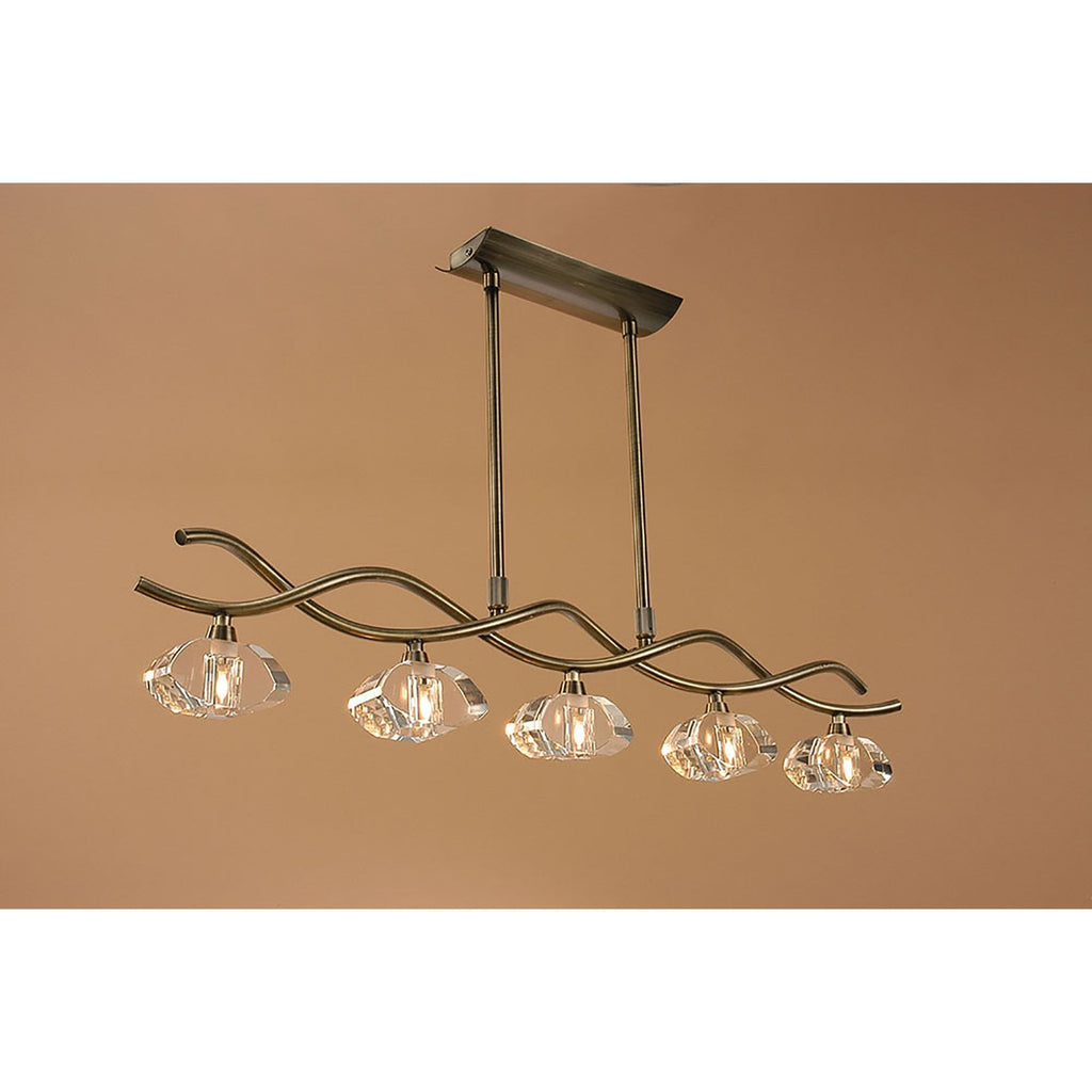 M0430AB Alfa Linear Pendant 5 Light G9 Antique Brass