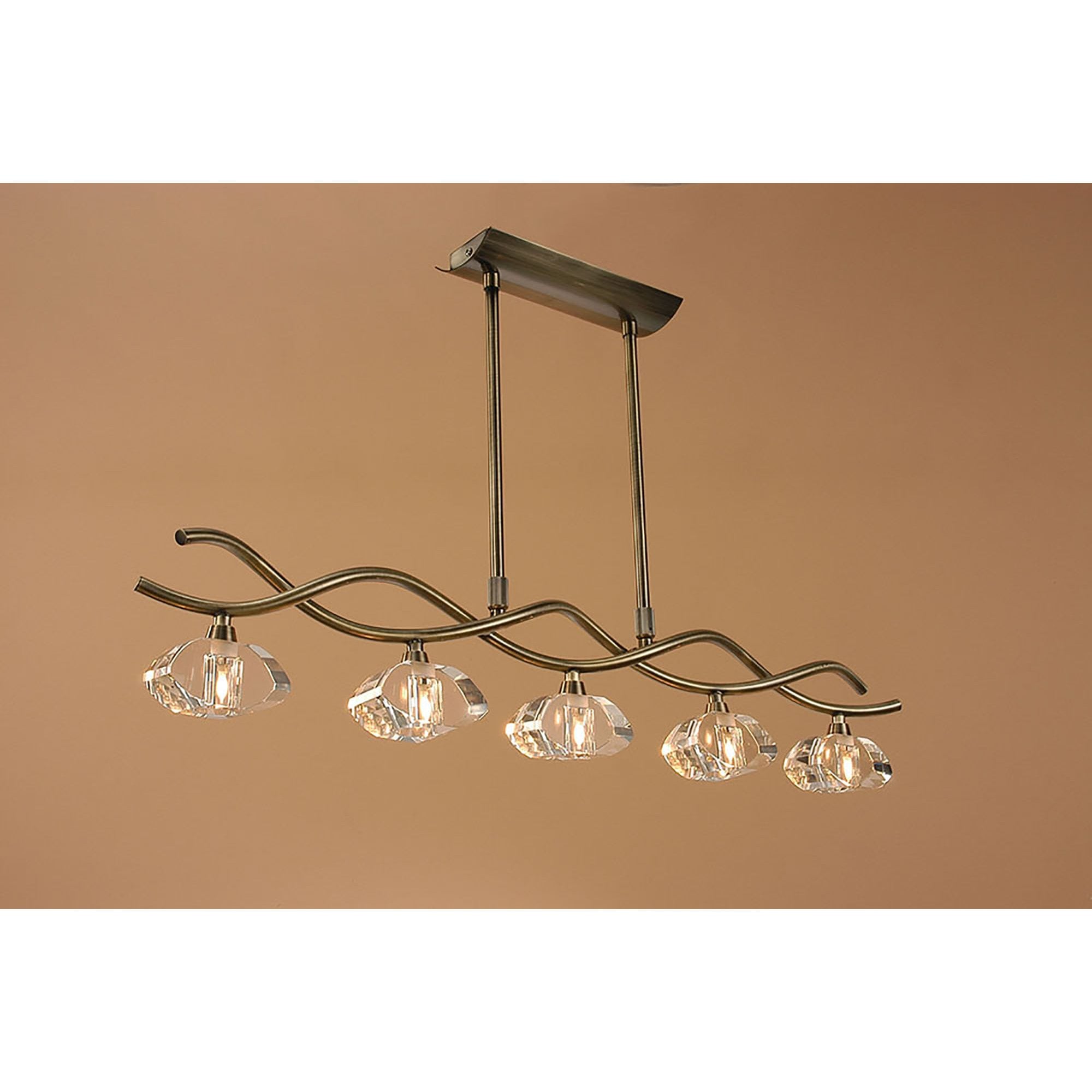 M0430AB Alfa Linear Pendant 5 Light G9 Antique Brass