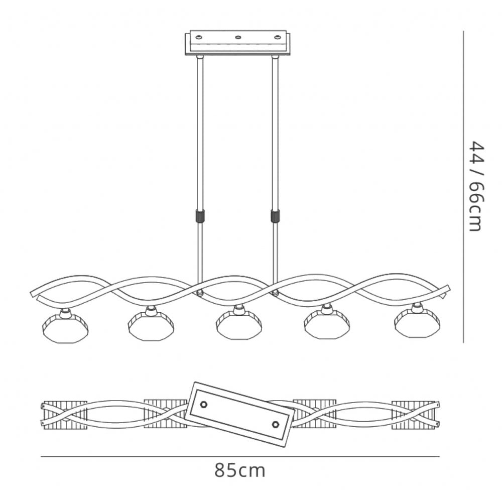 M0430PB Alfa Linear Pendant 5 Light G9 Polished Brass