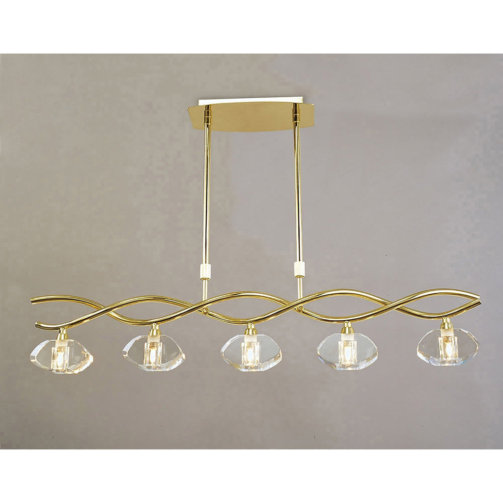 M0430PB Alfa Linear Pendant 5 Light G9 Polished Brass