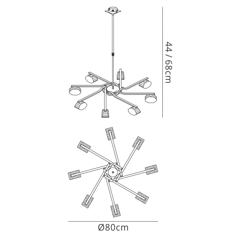 M0410PB Alfa Pendant 8 Light G9 Polished Brass