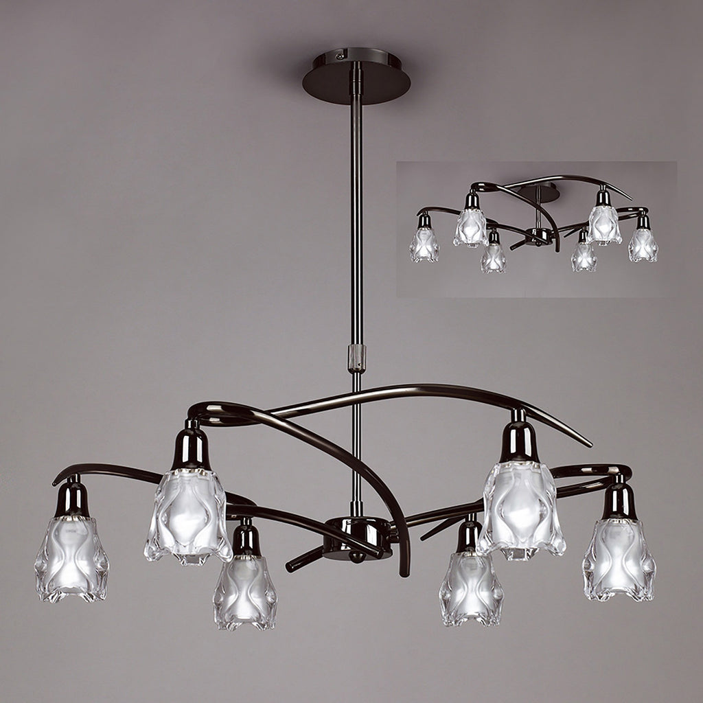 M8621BC/1 Amel Telescopic Convertible To Semi Flush 6 Light Black Chrome