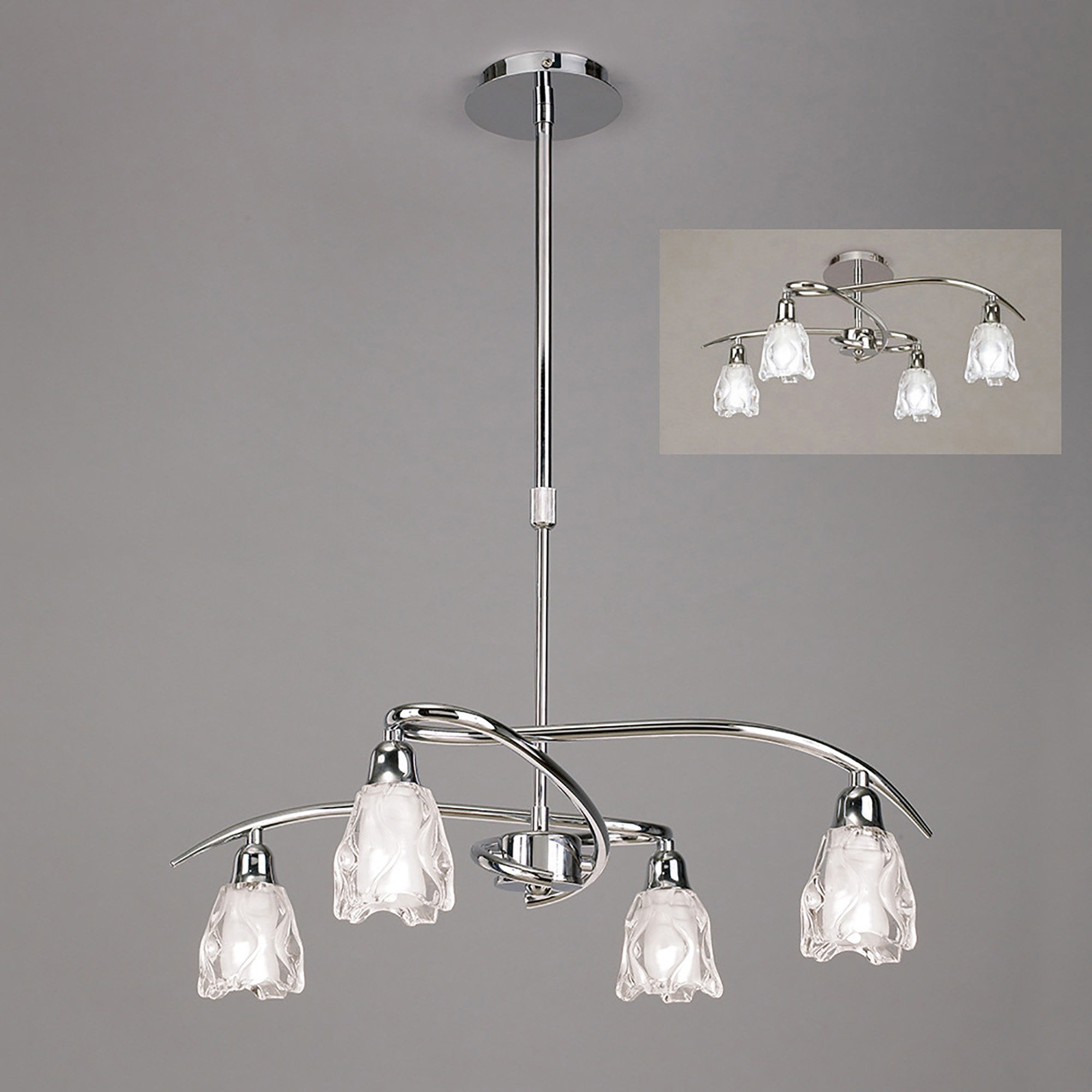 M8622/1 Amel Telescopic Convertible To Semi Flush 4 Light Polished Chrome