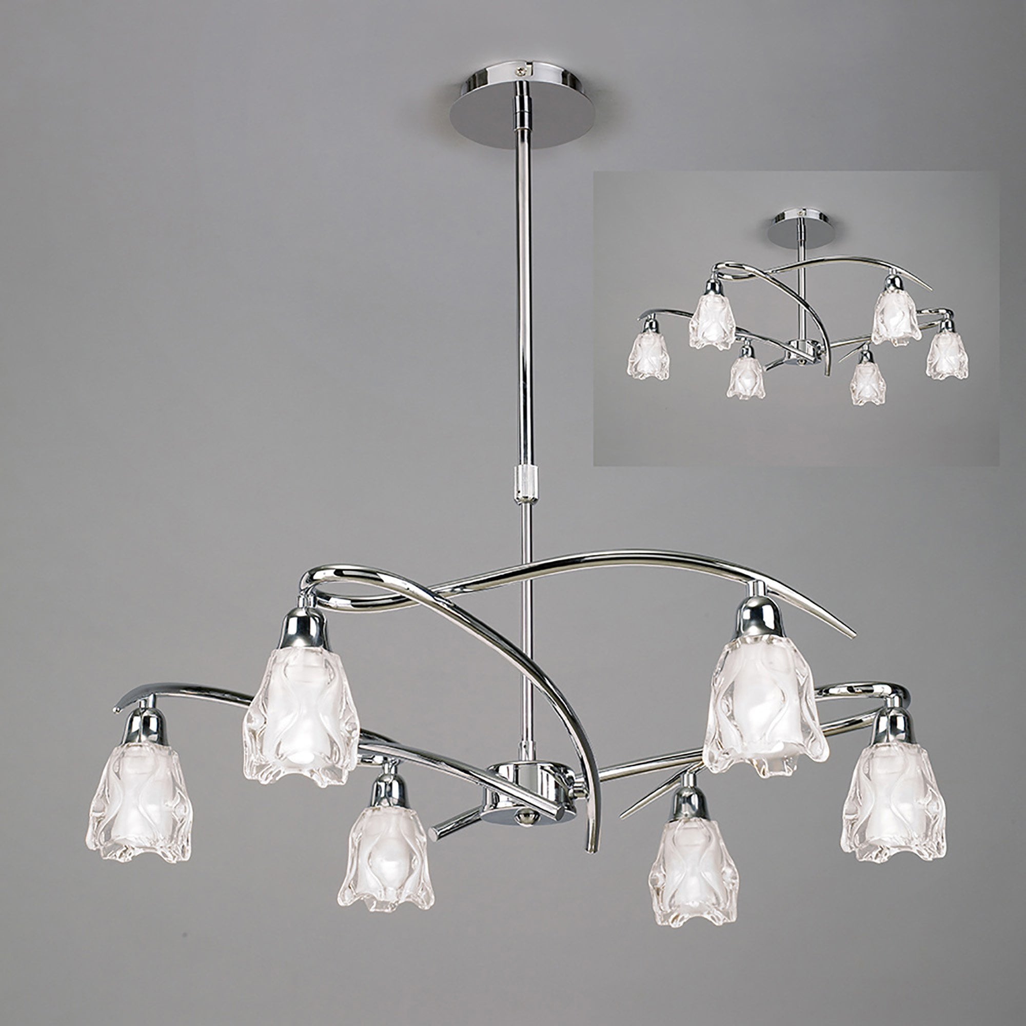 M8621/1 Amel Telescopic Convertible To Semi Flush 6 Light Polished Chrome