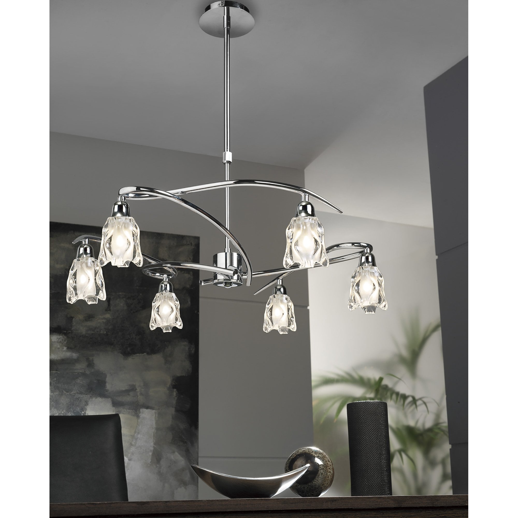 M8621/1 Amel Telescopic Convertible To Semi Flush 6 Light Polished Chrome