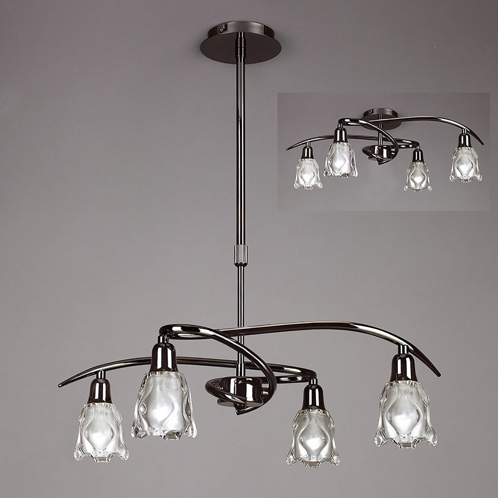 M8622BC/1 Amel Telescopic Convertible To Semi Flush 4 Light Black Chrome