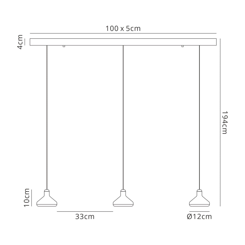 M7312 Antaras 3 Light Linear Bar Pendant 24W LED Black