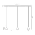 M7312 Antaras 3 Light Linear Bar Pendant 24W LED Black