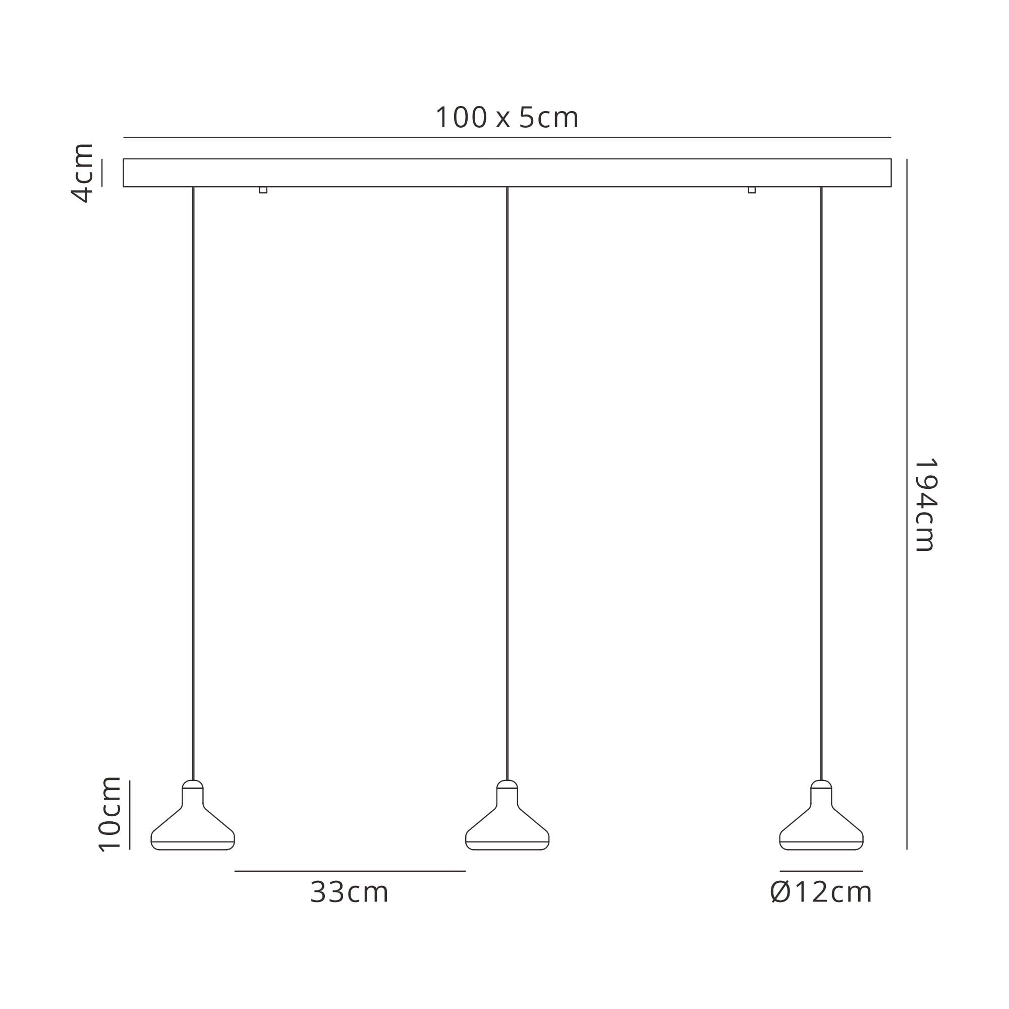M7312 Antaras 3 Light Linear Bar Pendant 24W LED Black