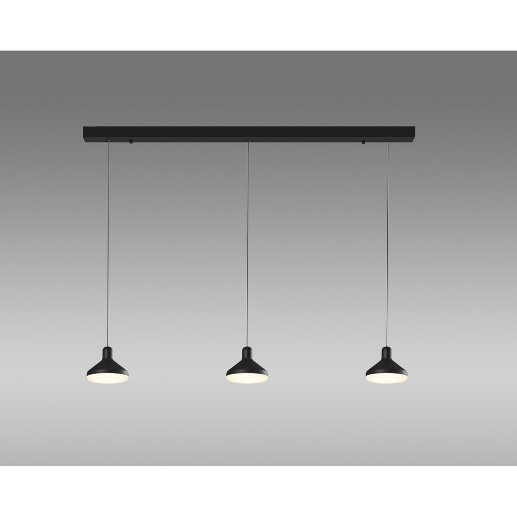 M7312 Antaras 3 Light Linear Bar Pendant 24W LED Black